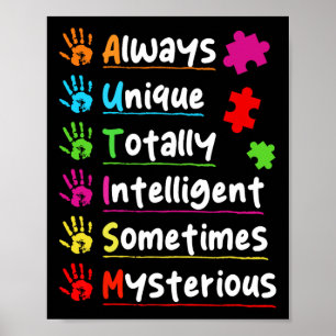 Colorful Puzzle Autism Awareness Totally Intellige Poster