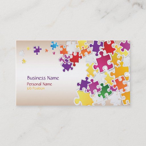 Customizable Colorful Puzzle Business Card