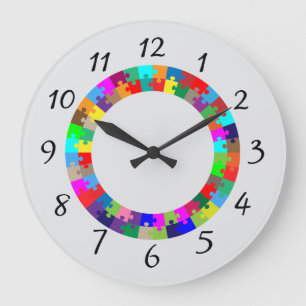 Colorful puzzle design  large clock