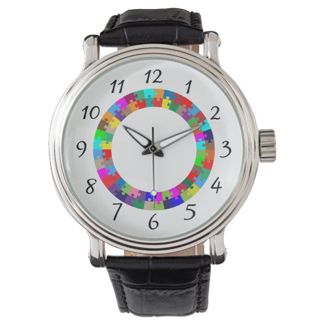 Colorful puzzle design  watch (Front)