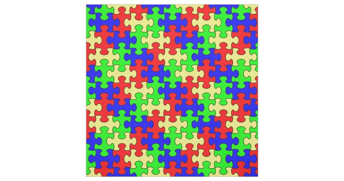 Colorful Puzzle Fabric Zazzle