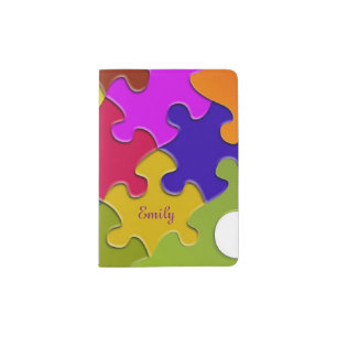 Colorful Puzzle Fun Novelty Passport Holder