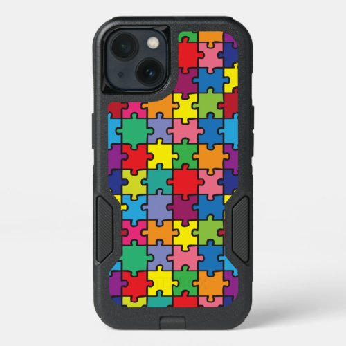 Colorful Puzzle Pattern Autism Awareness ASD iPhone 13 Case