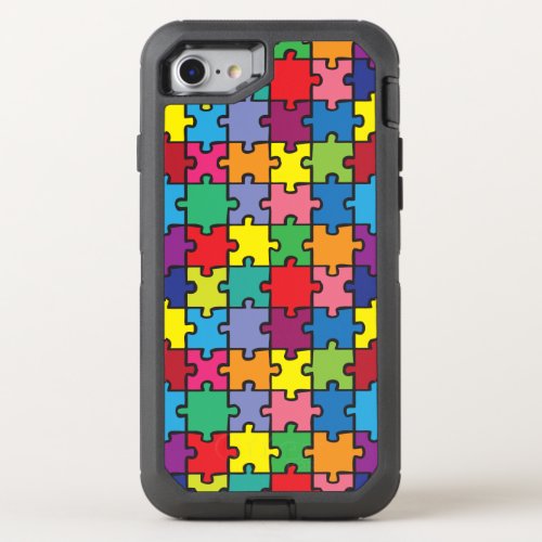 Colorful Puzzle Pattern Autism Awareness ASD OtterBox Defender iPhone SE87 Case