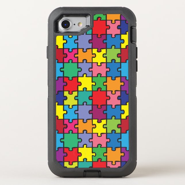 Colorful Puzzle Pattern Autism Awareness ASD Otterbox iPhone Case (Back)