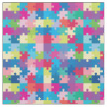 Colorful Puzzle Pattern Autism Awareness Fabric
