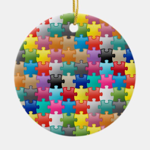 Colorful puzzle pattern ceramic ornament