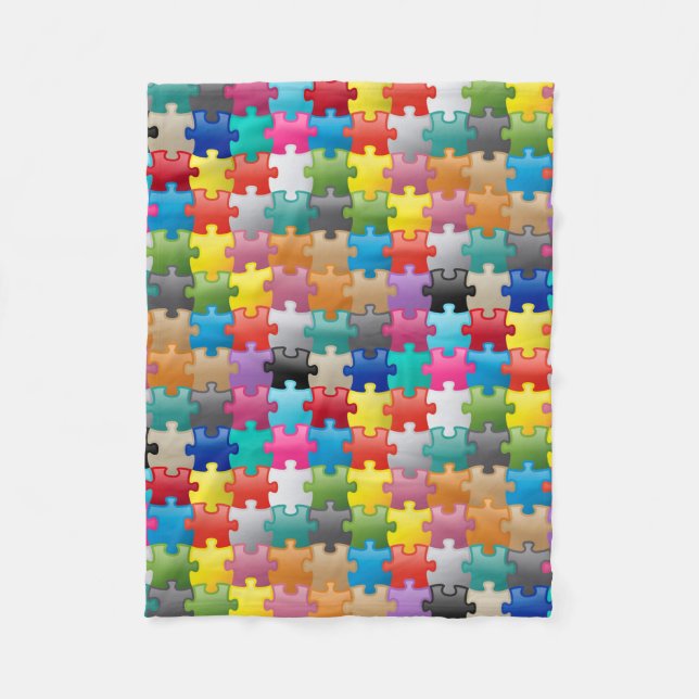 Colorful puzzle pattern fleece blanket (Front)