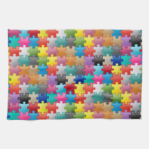 Colorful puzzle pattern kitchen towel