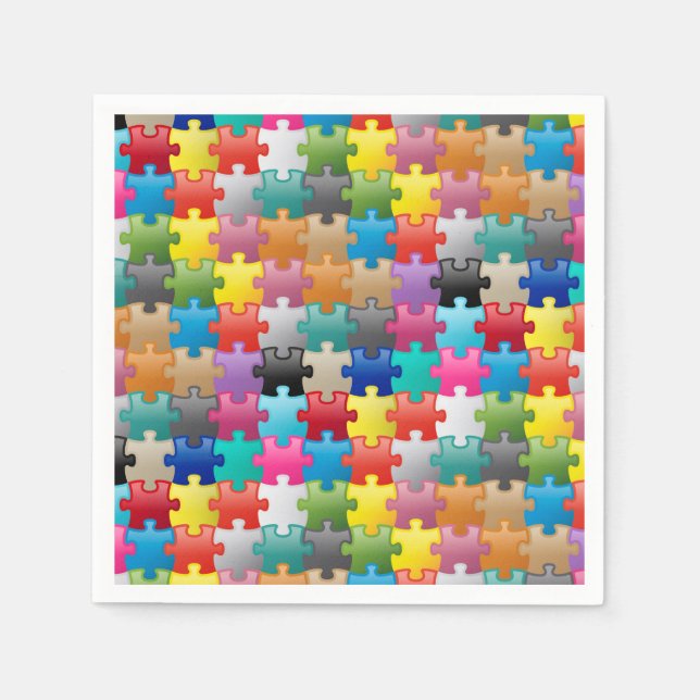 Colorful puzzle pattern paper napkins (Front)