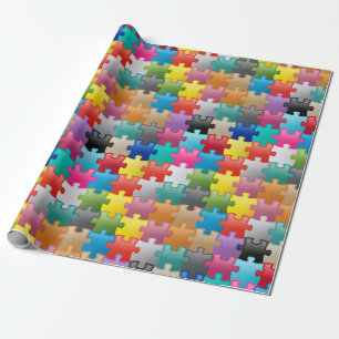 Colorful puzzle pattern wrapping paper
