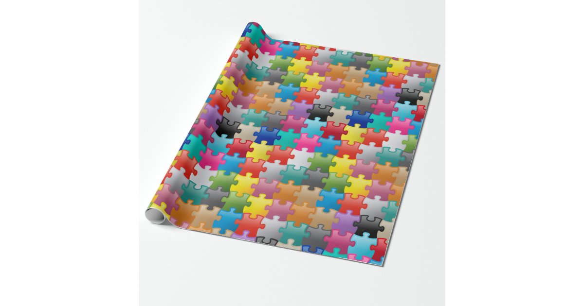 Colorful puzzle pattern wrapping paper Zazzle