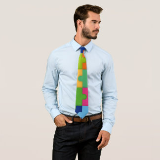 Colorful Puzzle Pieces For Autism Neck Tie