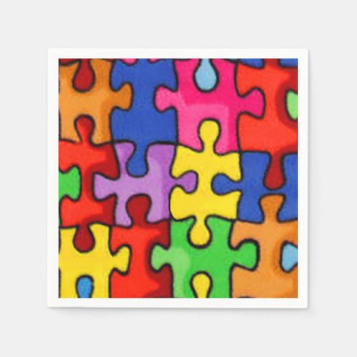 Colorful Puzzle Pieces  Napkins