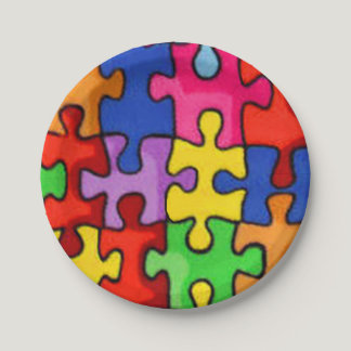 Colorful Puzzle Pieces Paper Plates
