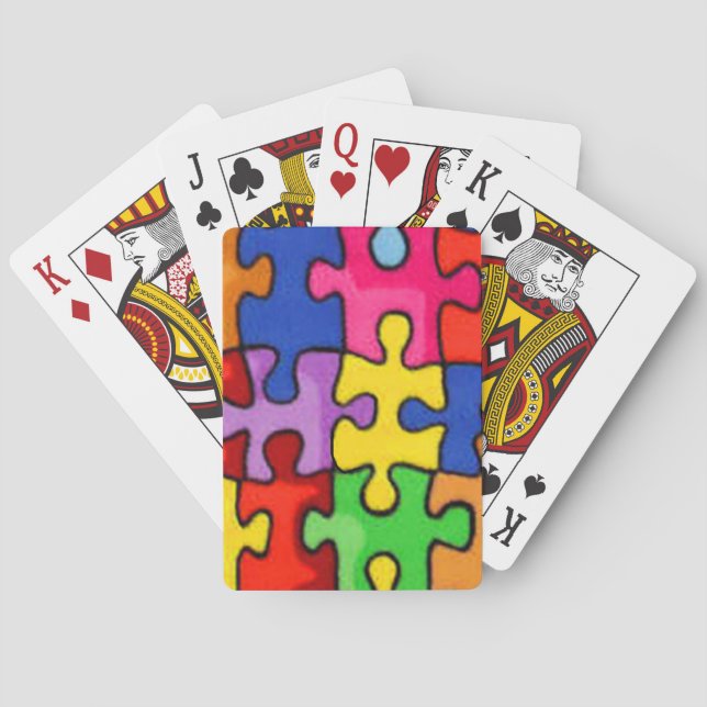 Colorful Puzzle Pieces  Poker Cards (Back)
