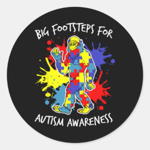 Colorful Puzzle Utism Awareness Bigfoot Autism Awa Classic Round Sticker