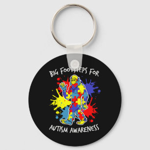 Colorful Puzzle Utism Awareness Bigfoot Autism Awa Keychain