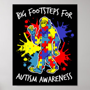 Colorful Puzzle Utism Awareness Bigfoot Autism Awa Poster