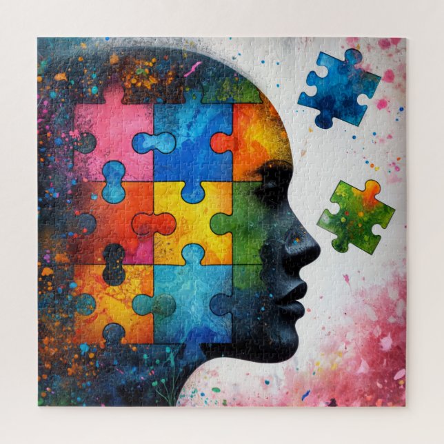 Colorful puzzle woman portrait (Vertical)