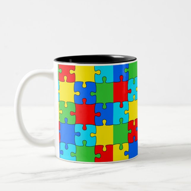 Colorful Puzzles Two-Tone Coffee Mug (Left)