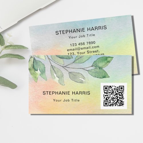 Colorful QR Code Foliage Business Card
