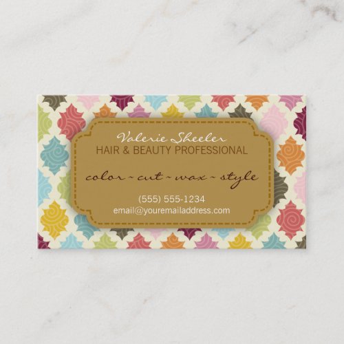 Colorful Quatrefoil Hair &amp; Beauty Appointment Card Business Card