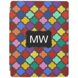 Colorful Quatrefoil Lattice Trellis Monogram iPad Smart Cover