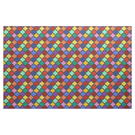 Colorful Quatrefoil Lattice Trellis Pretty Fabric