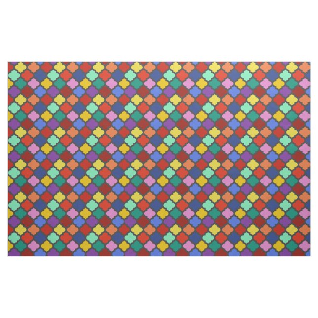 Colorful Quatrefoil Lattice Trellis Pretty Fabric (Yard)