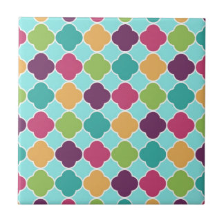 Colorful quatrefoil pattern ceramic tile