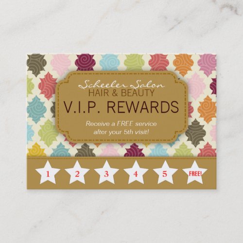 Colorful Quatrefoil _ Salon Loyalty Rewards Card