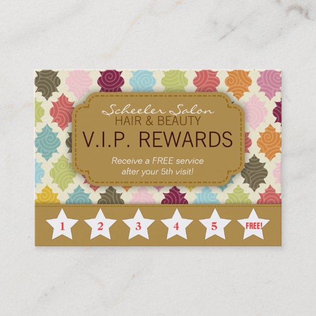 Colorful Quatrefoil - Salon Loyalty Rewards Card (Front)