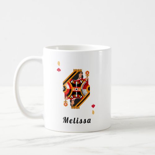 Colorful Queen of Spades Custom Poker Players Name Coffee Mug