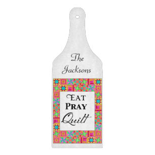 Colorful Quilt Blocks Border Art Eat Pray Quilt Cutting Board