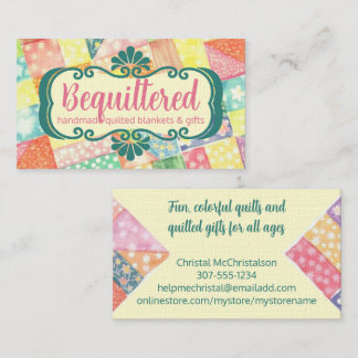 Colorful quilt blocks quilter quilting sewing business card