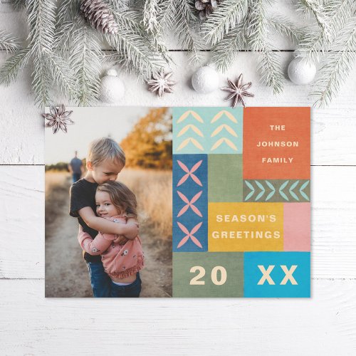 Colorful Quilt Holiday Photo Card