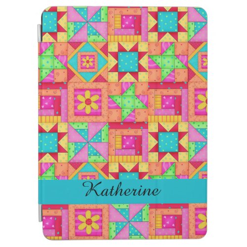 Colorful Quilt Patchwork Block Name Personalized iPad Air Cover