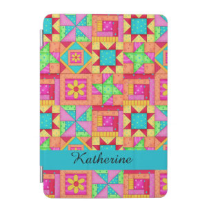 Colorful Quilt Patchwork Block Name Personalized iPad Mini Cover
