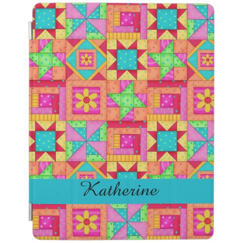 Colorful Quilt Patchwork Block Name Personalized iPad Smart Cover