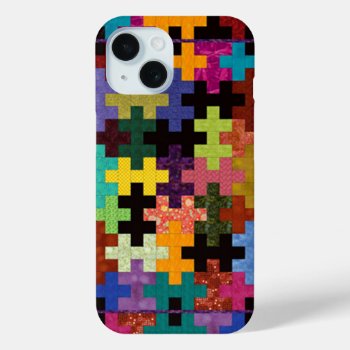 Colorful Quilt Pattern Iphone 15 Case by ImGEEE at Zazzle