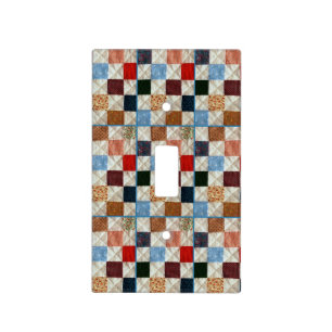 Colorful quilt pattern light switch cover
