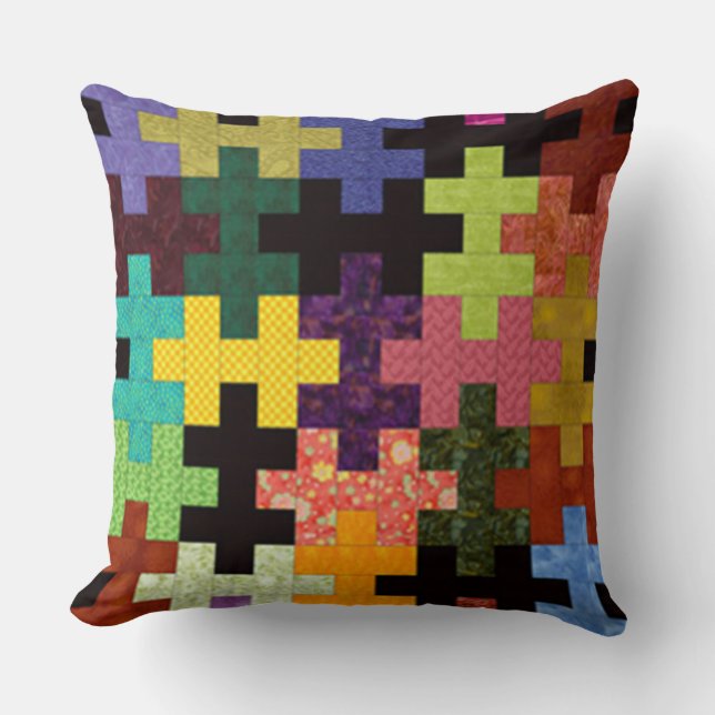 Colorful Quilt Pattern Pillow (Front)