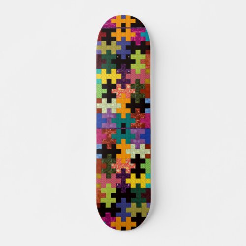 Colorful Quilt Pattern Skateboard