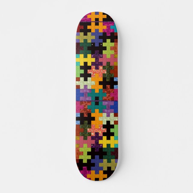 Colorful Quilt Pattern Skateboard (Front)