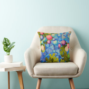 Colorful Quilt Pattern Throw Pillow