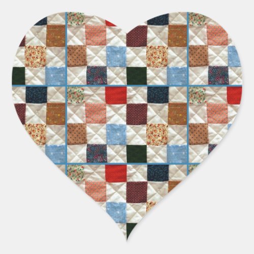 Colorful quilt squares pattern heart sticker