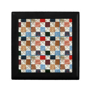 Colorful quilt squares pattern jewelry box