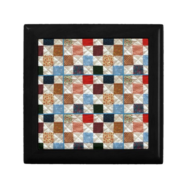 Colorful quilt squares pattern jewelry box (Front)