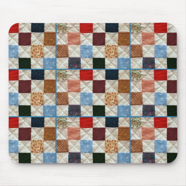 Colorful quilt squares pattern mouse pad (Front)